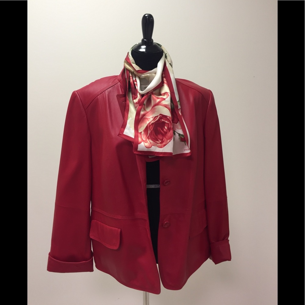 Ellen Tracy Red Leather Jacket.
